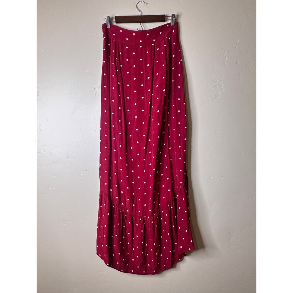 Leith Red and White Polka Dot Split Button Up Fro… - image 5